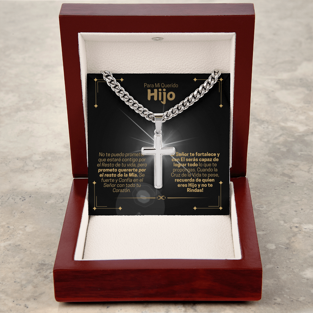 Collar de Cadena con Cruz Artesanal - Recuerda de Quien Eres Hijo