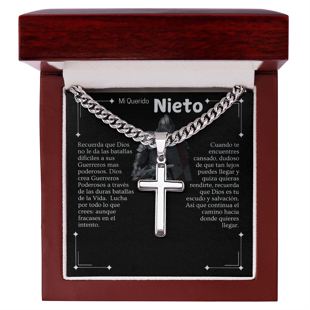 Collar de Cadena con Cruz Artesanal - Nieto y Guerrero Poderoso