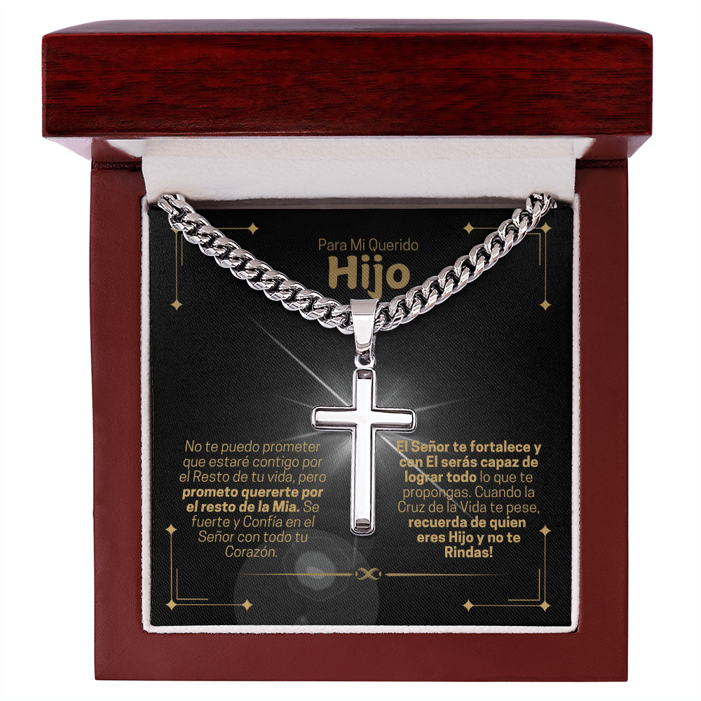 Collar de Cadena con Cruz Artesanal - Recuerda de Quien Eres Hijo